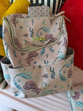 Petunia Pickle Bottom Pink Mermaid Print Backpack with Teal and Lavender Accents